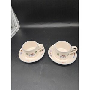 (2) Vintage International Stoneware Country Cup and Saucer Japan Cottagecore